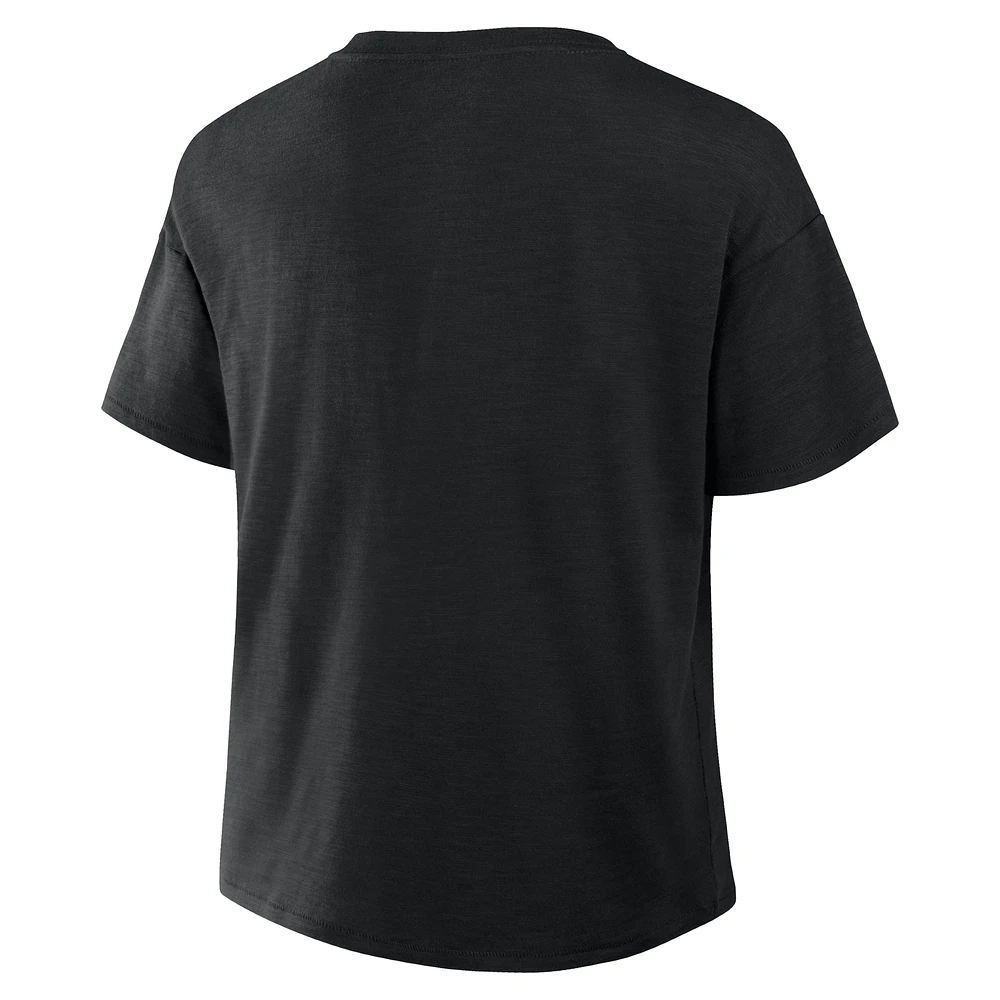 Women's Profile  Black Baltimore Orioles Plus Wordmark Notch Neck T-Shirt