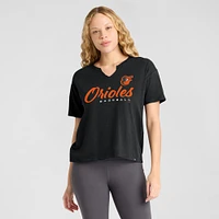 Women's Profile  Black Baltimore Orioles Plus Wordmark Notch Neck T-Shirt