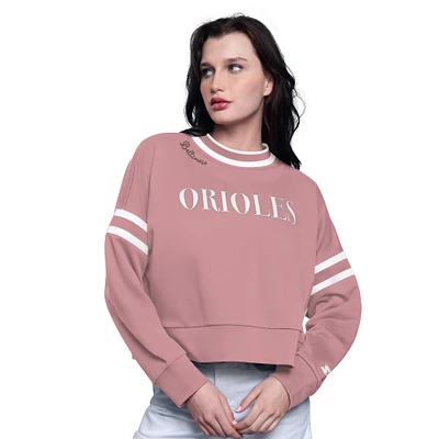 Women's Starter  Pink Baltimore Orioles Power Play Cropped Pullover Sweatshirt
