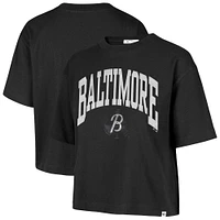 T-shirt court noir à épaules tombantes City Connect Shale pour femme, édition 1947, Baltimore Orioles