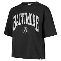 T-shirt court noir à épaules tombantes City Connect Shale pour femme, édition 1947, Baltimore Orioles