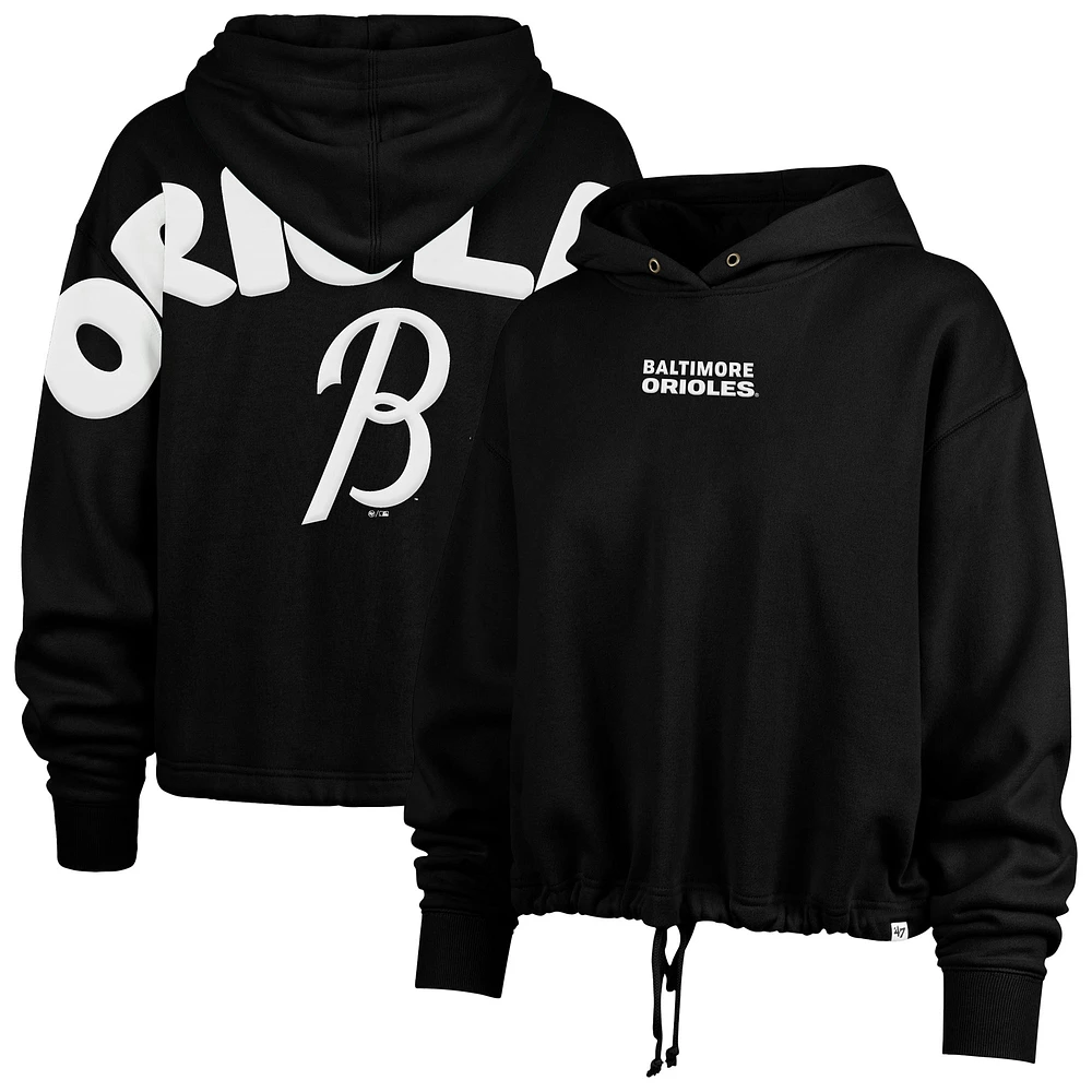 Women's '47  Black Baltimore Orioles City Connect Venice Cropped Pullover Hoodie