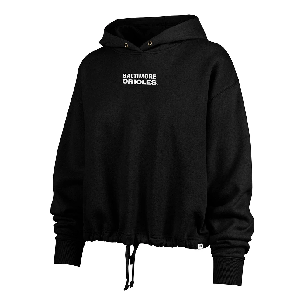 Women's '47  Black Baltimore Orioles City Connect Venice Cropped Pullover Hoodie