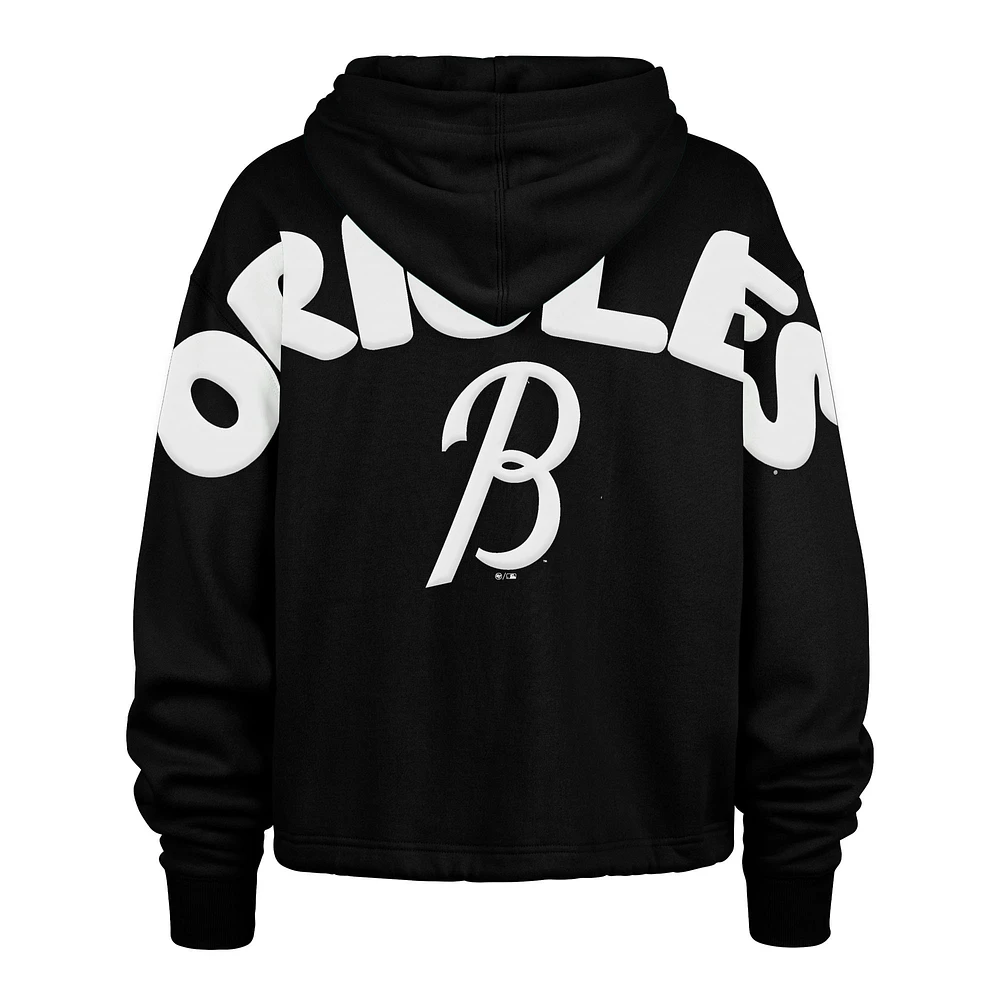 Women's '47  Black Baltimore Orioles City Connect Venice Cropped Pullover Hoodie