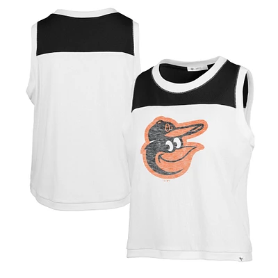 Women's '47 White/Black Baltimore Orioles Plus Waist Length Muscle Tank Top