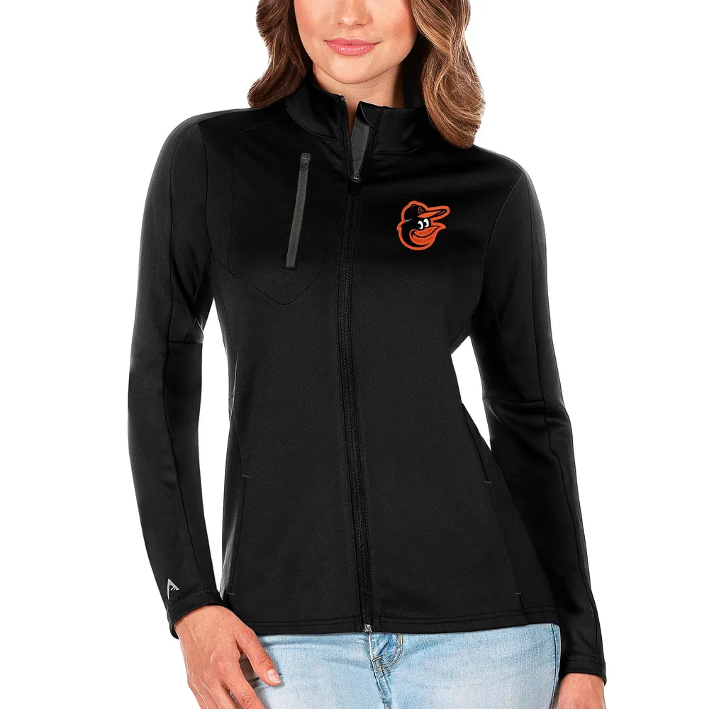 Women's Antigua Black Baltimore Orioles Logo Generation Full-Zip Jacket