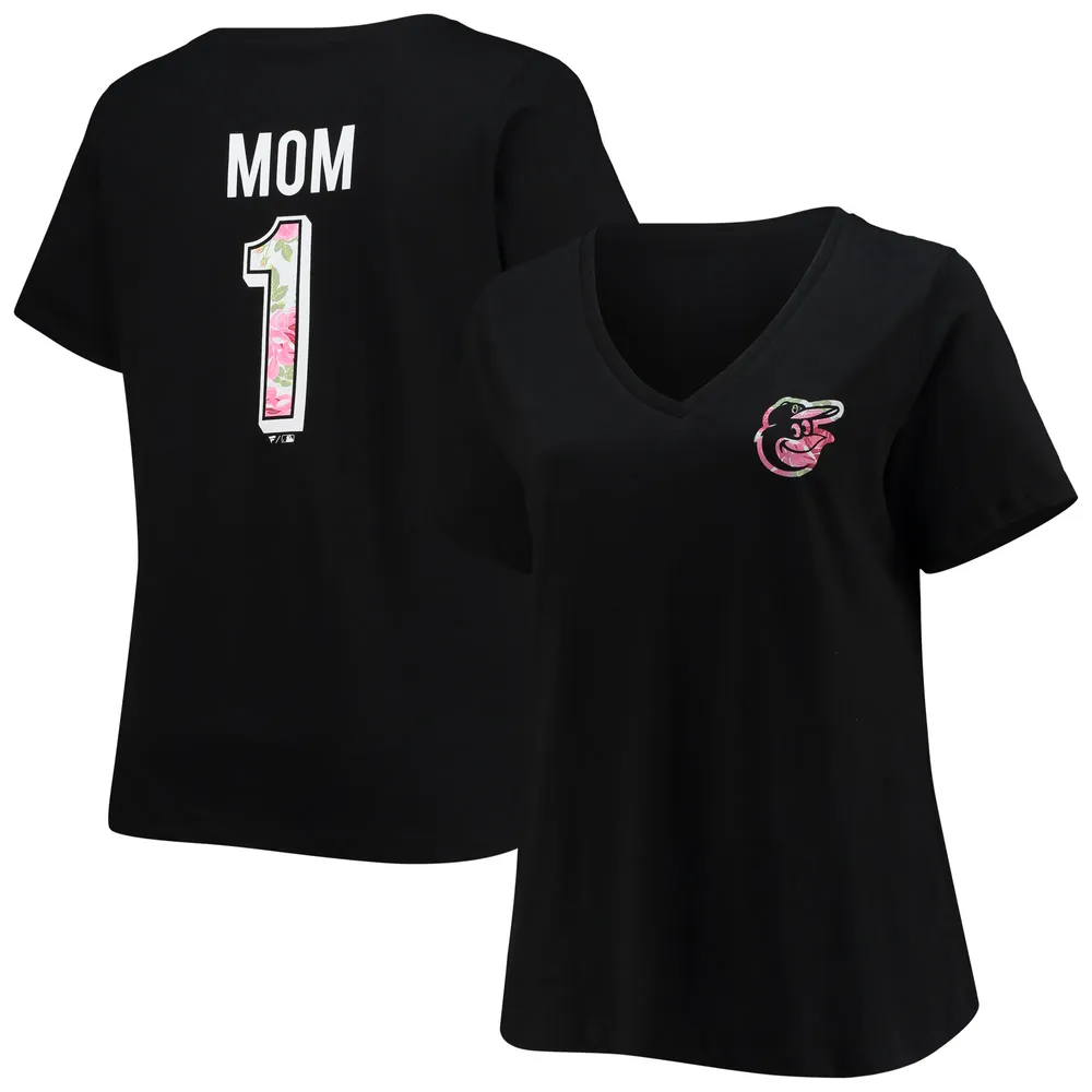 Lids Baltimore Orioles Women's Plus #1 Mom 2-Hit V-Neck T-Shirt - Black