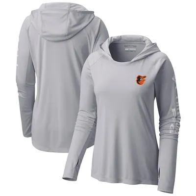 Baltimore Orioles Columbia Women's Tidal Long Sleeve Hoodie T-Shirt - Gray