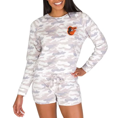 Baltimore Orioles Concepts Sport Women's Encounter Long Sleeve Top & Short Sleep Set - Cream