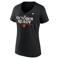 Women's Fanatics Black Baltimore Orioles 2024 MLB Postseason Plus Locker Room V-Neck T-Shirt