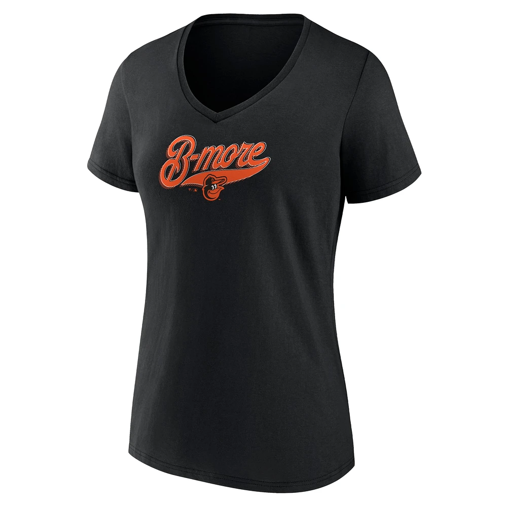 Women's Fanatics Black Baltimore Orioles B-more V-Neck T-Shirt