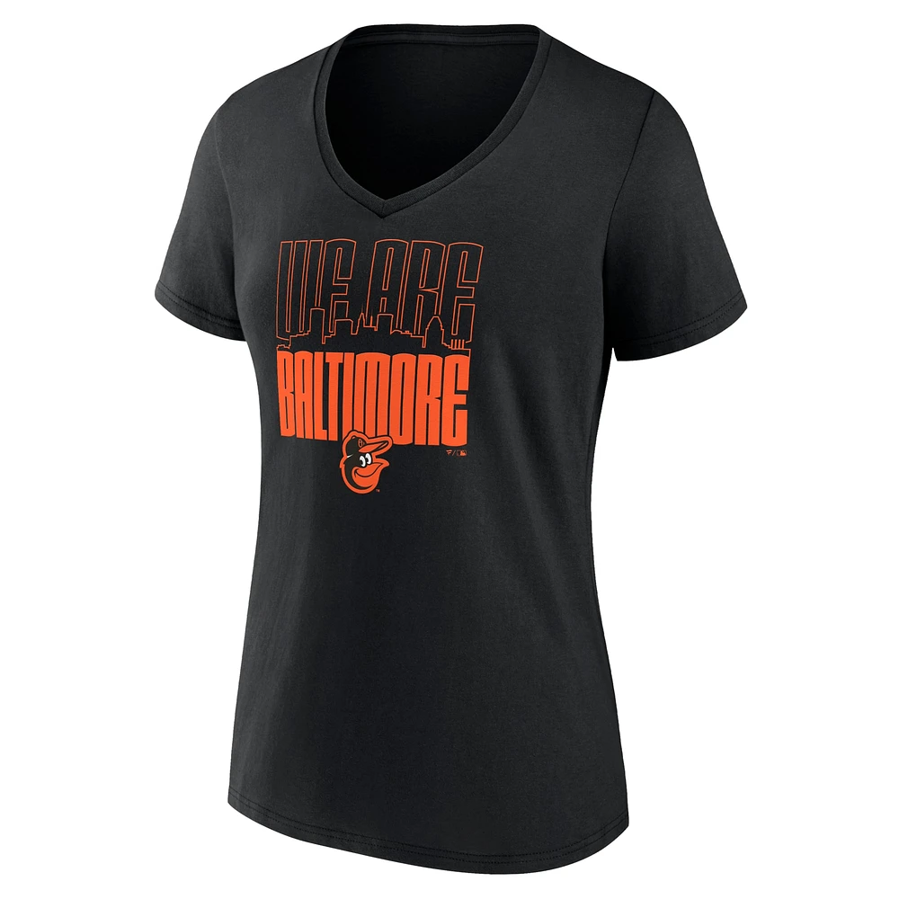 Women's Fanatics Black Baltimore Orioles Local V-Neck T-Shirt