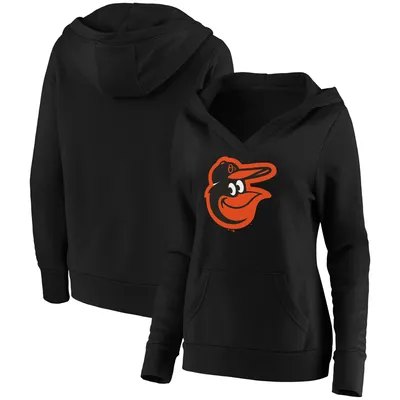 Buy the Mens Black Orange Baltimore Orioles V-Neck Pullover