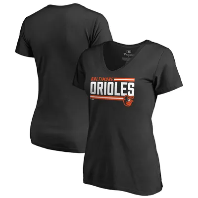 Baltimore Orioles Fanatics Branded Women's Onside Stripe V-Neck T-Shirt - Black