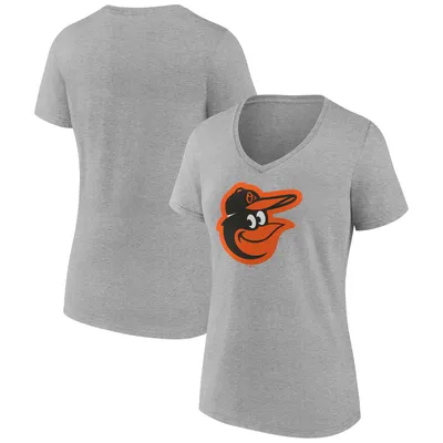 Baltimore Orioles Fanatics Branded Women's Official Logo V-Neck T-Shirt - Gray