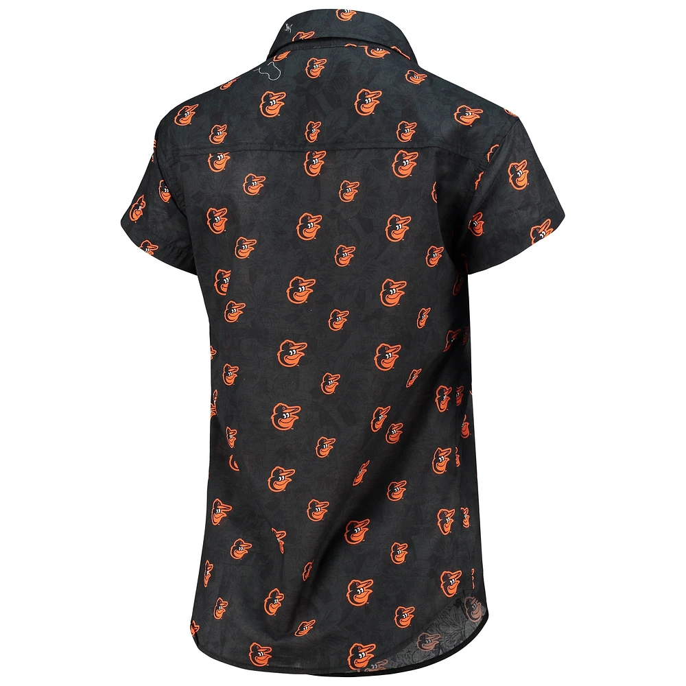 Chemise boutonnée à fleurs FOCO orange Baltimore Orioles pour femmes