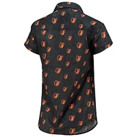 Chemise boutonnée à fleurs FOCO orange Baltimore Orioles pour femmes