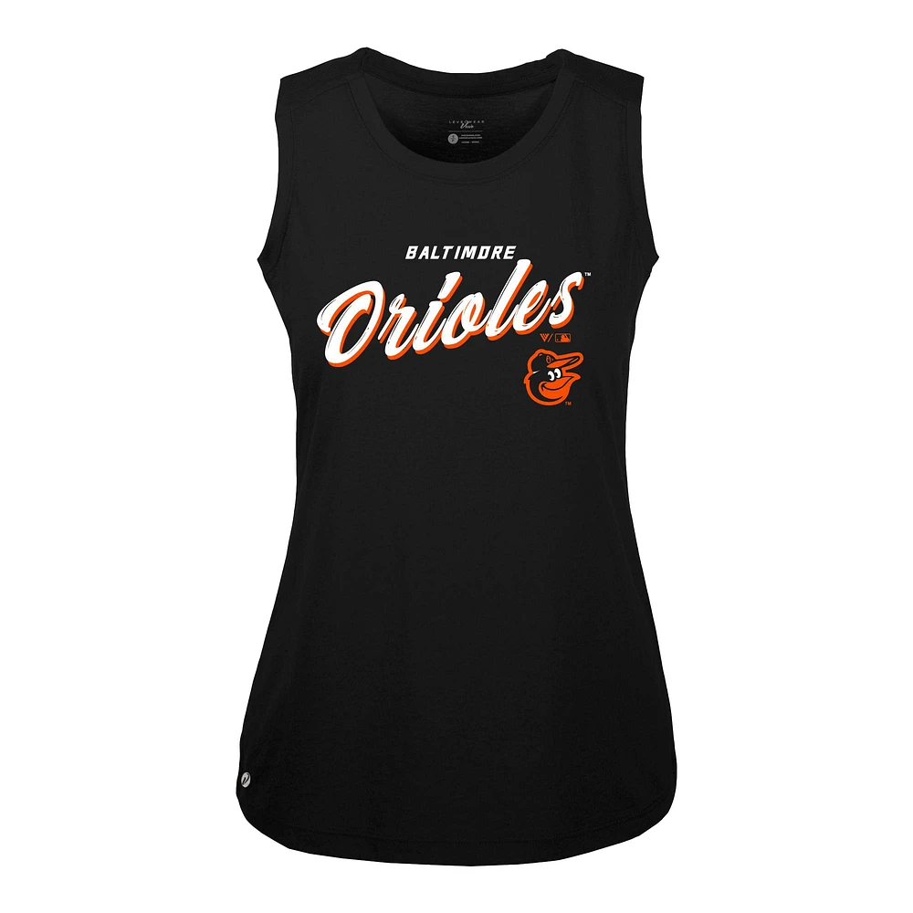 Women's Levelwear Black Baltimore Orioles Accolade Macy Prospect Tank Top