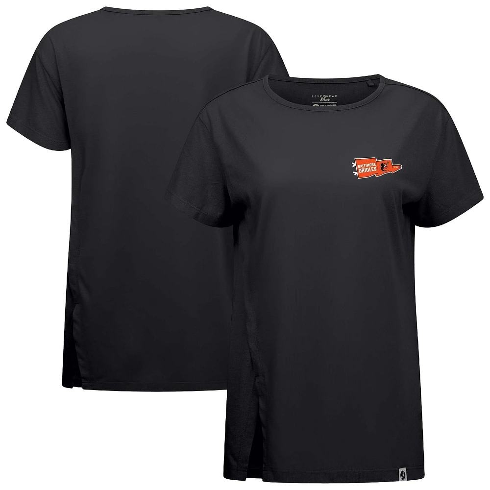 Women's Levelwear Black Baltimore Orioles Influx Rafters T-Shirt