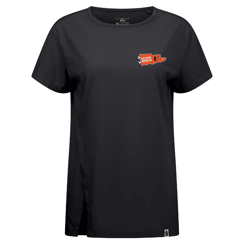 Women's Levelwear Black Baltimore Orioles Influx Rafters T-Shirt