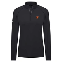 Women's Levelwear Black Baltimore Orioles Kinetic Insignia 2.0 Raglan Quarter-Zip Top