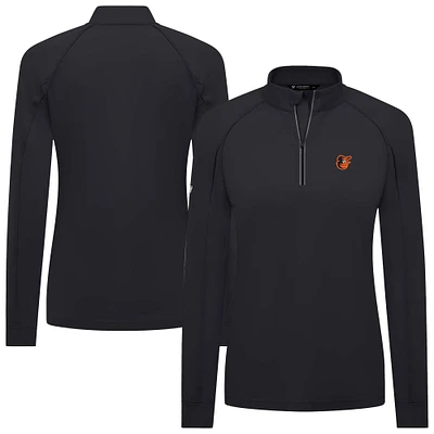 Women's Levelwear Black Baltimore Orioles Kinetic Insignia 2.0 Raglan Quarter-Zip Top