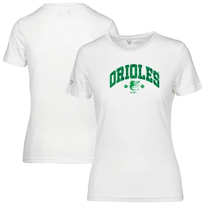 Women's Levelwear White Baltimore Orioles St. Patrick's Day Maddox Plaid T-Shirt