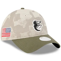 Women's New Era Light Beige/Olive Baltimore Orioles 2025 Armed Forces Day 9TWENTY Adjustable Hat