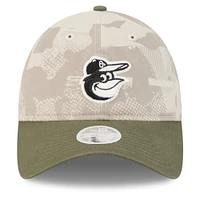 Women's New Era Light Beige/Olive Baltimore Orioles 2025 Armed Forces Day 9TWENTY Adjustable Hat