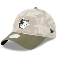 Women's New Era Light Beige/Olive Baltimore Orioles 2025 Armed Forces Day 9TWENTY Adjustable Hat