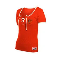 Women's New Era Orange Baltimore Orioles Throwback Lace Up T-Shirt