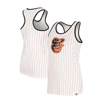 Débardeur à fines rayures Gameday des Baltimore Orioles de New Era pour femme, blanc