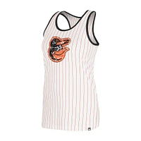 Débardeur à fines rayures Gameday des Baltimore Orioles de New Era pour femme, blanc