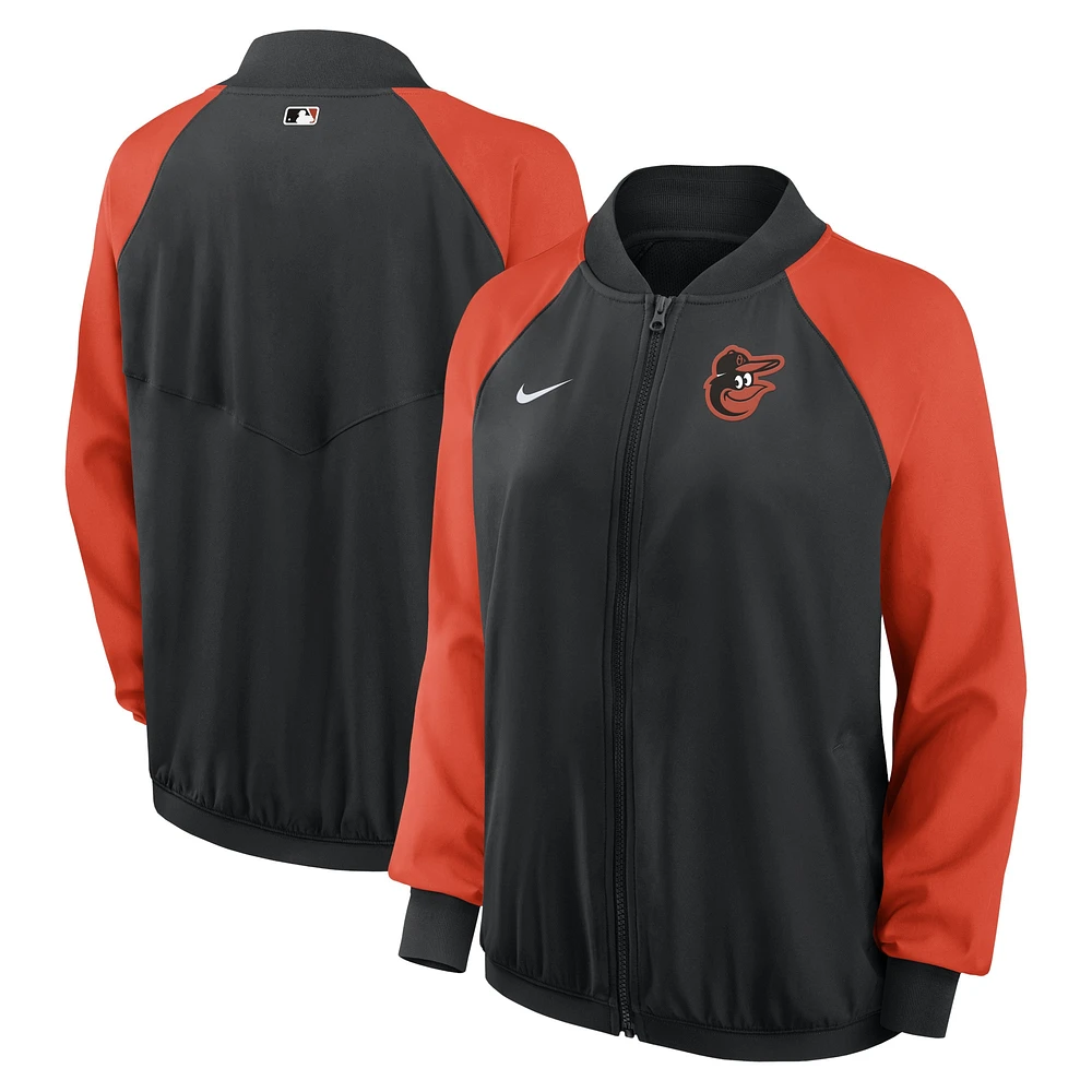 Veste à glissière intégrale Nike Baltimore Orioles Authentic Collection Team Raglan Performance pour femme - Noir