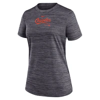 T-shirt Nike noir Baltimore Orioles Authentic Collection Velocity Performance pour femme