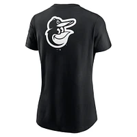 T-shirt à enfiler Nike pour femmes, noir, Baltimore Orioles, sur l'épaule