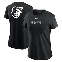 T-shirt à enfiler Nike pour femmes, noir, Baltimore Orioles, sur l'épaule