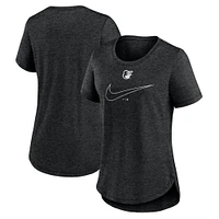 Women's Nike Charcoal Baltimore Orioles Big Swoosh Tri-Blend Scoop Neck T-Shirt