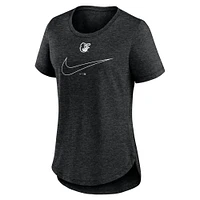 T-shirt à encolure dégagée Nike Charcoal Baltimore Orioles pour femmes avec grand Swoosh tri-mélange