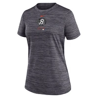 T-shirt Nike Charcoal Baltimore Orioles City Connect Practice Velocity pour femme