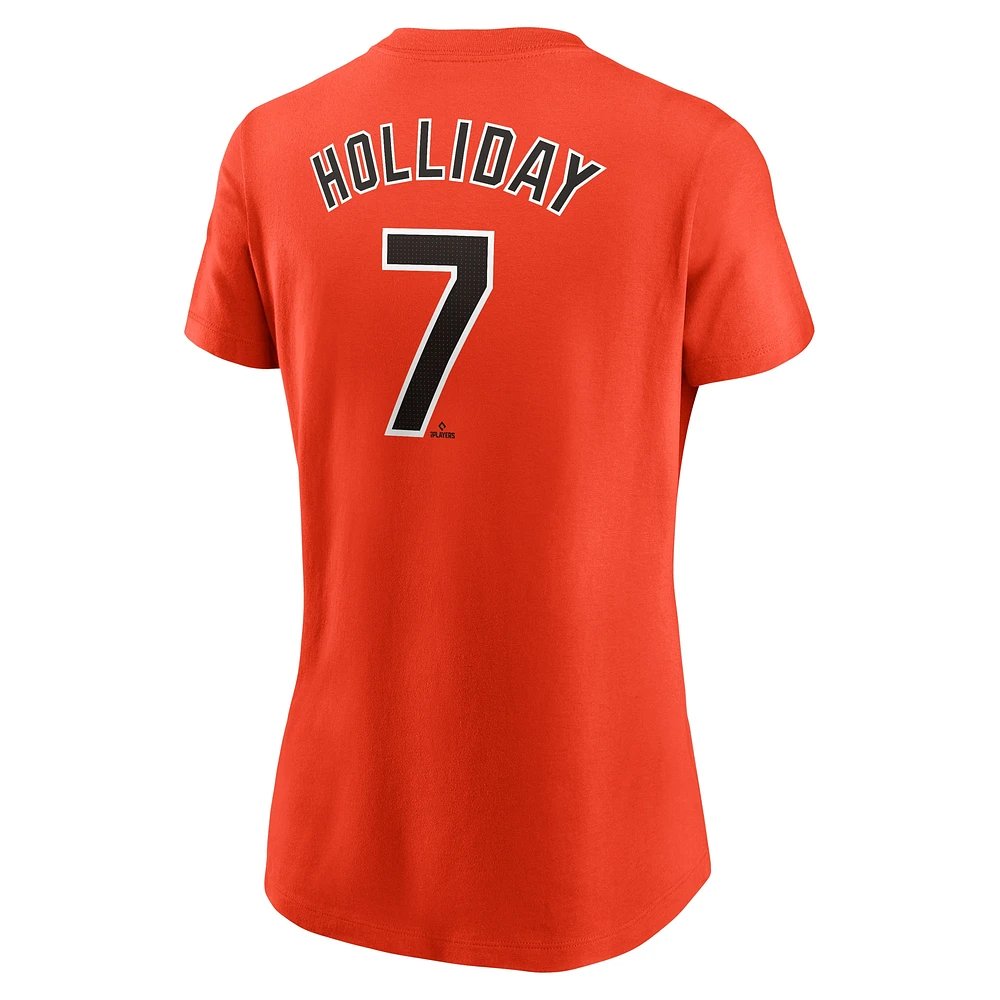 T-shirt avec nom et numéro Nike Jackson Holliday pour femme, orange, Baltimore Orioles Fuse