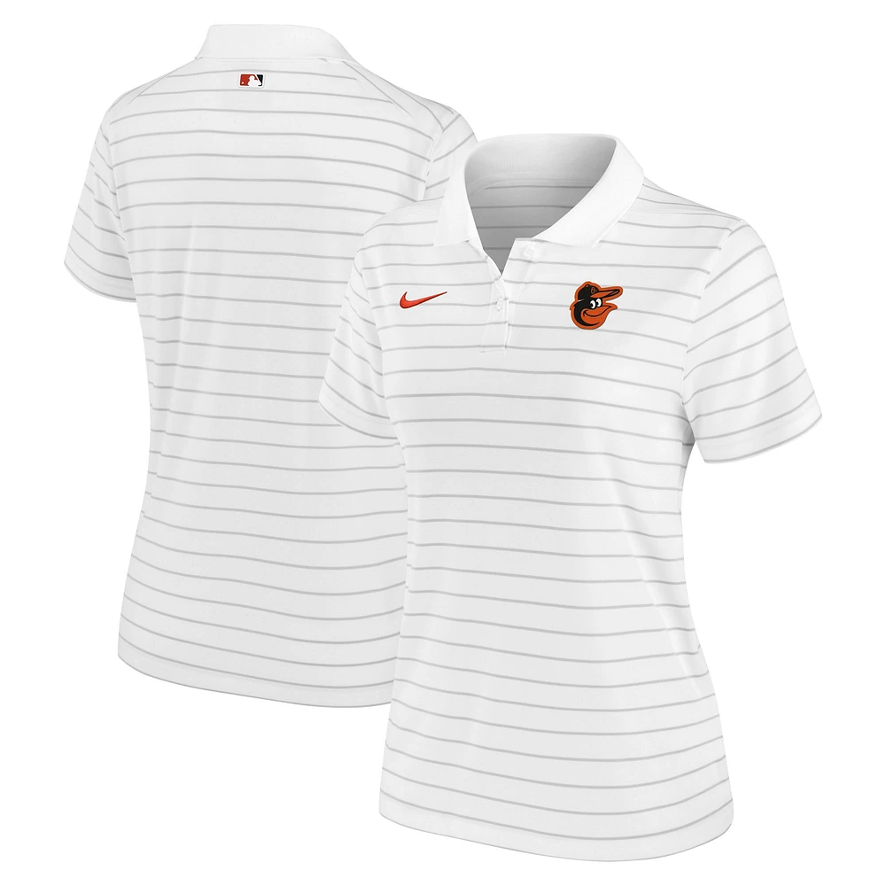 Polo Nike blanc pour femme de la collection Authentic Victory Performance des Baltimore Orioles