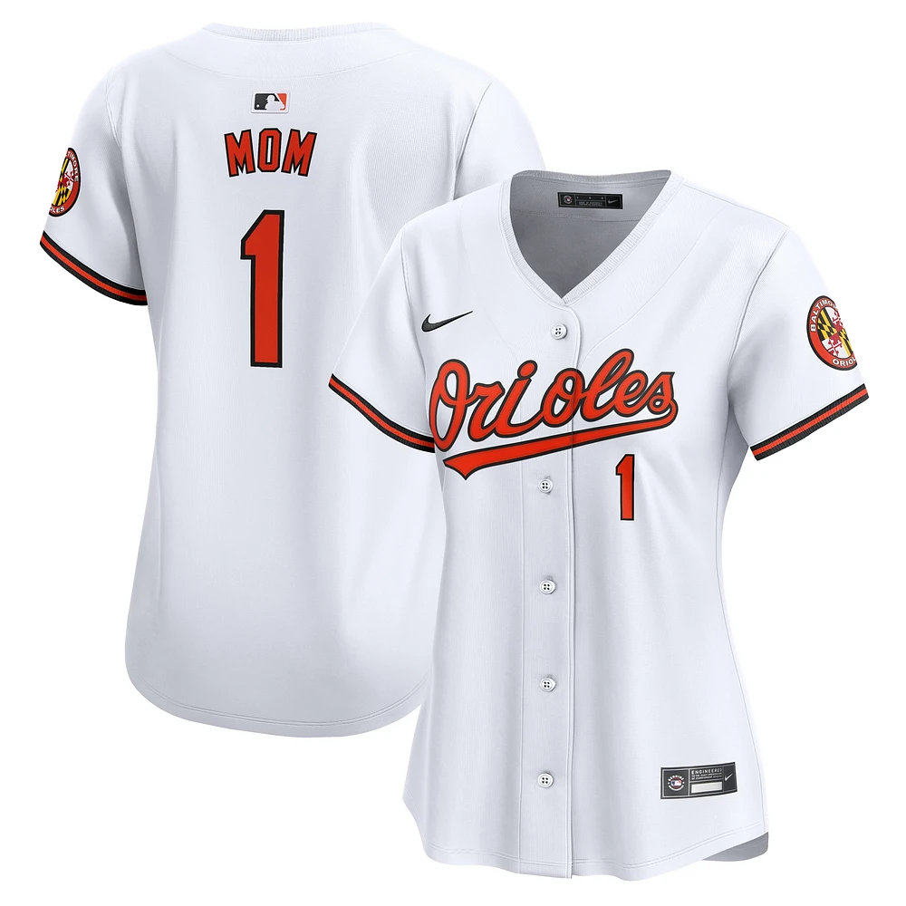 Women's Nike White Baltimore Orioles #1 Mom Home Limited Jersey