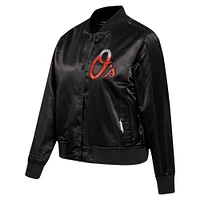 Women's Pro Standard Black Baltimore Orioles Rhinestone Satin Full-Snap Jacket