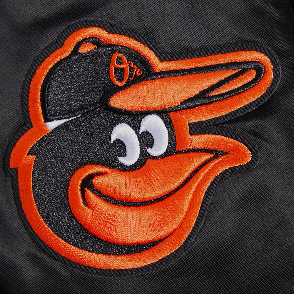 Veste à boutons-pression en satin strass Pro Standard noire pour femme des Baltimore Orioles