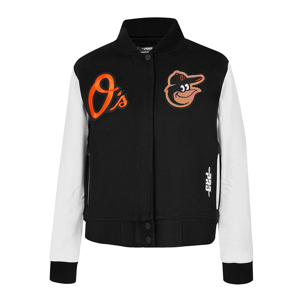 Women's Pro Standard Black Baltimore Orioles Game Day Classics Wool Varsity Jacket