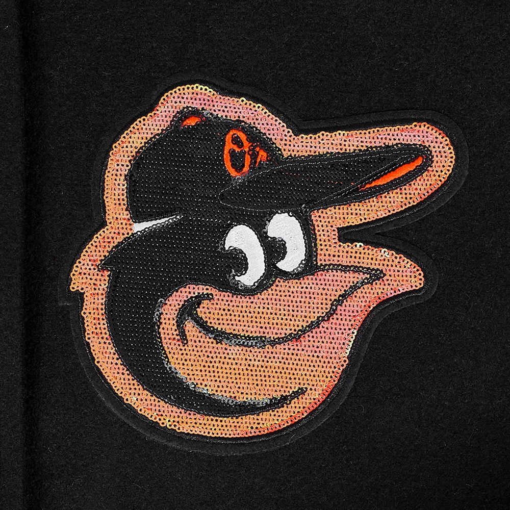 Women's Pro Standard Black Baltimore Orioles Game Day Classics Wool Varsity Jacket