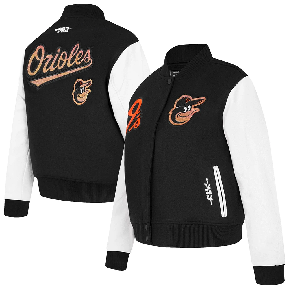 Women's Pro Standard Black Baltimore Orioles Game Day Classics Wool Varsity Jacket