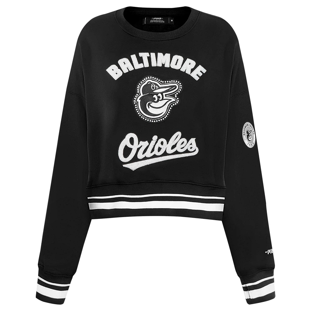 Women's Pro Standard Black Baltimore Orioles Pearl Cropped Pullover Sweatshirt