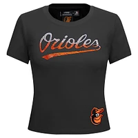 Women's Pro Standard  Black Baltimore Orioles Rhinestone Slim Fit T-Shirt